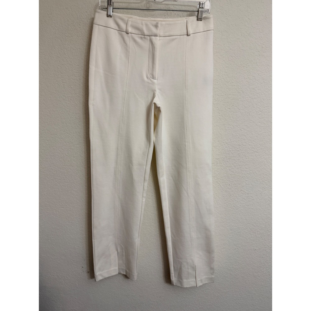J.McLaughlin Cream Pintuck Ankle Slit Trousers Pants Size 2 Off White Stretch